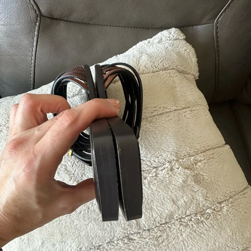 💄Zara leather trending brown/chocolate-toned slide sandals EUR 40 / US 9 - Picture 5 of 6